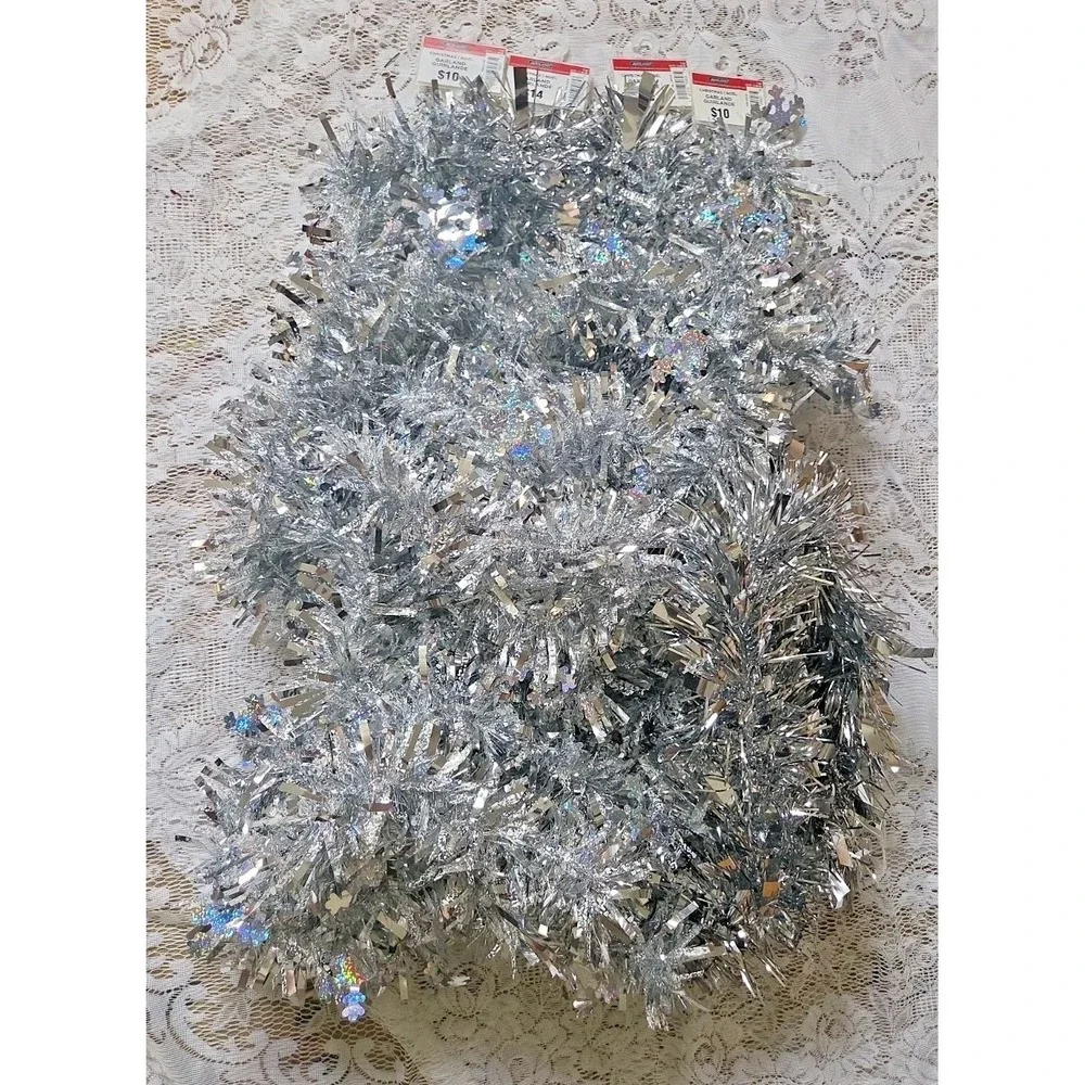 Ashland Shiny Silver Garland Holiday Decoration‎ 12 ft X 3/6ft. X 1 New Lot of 4